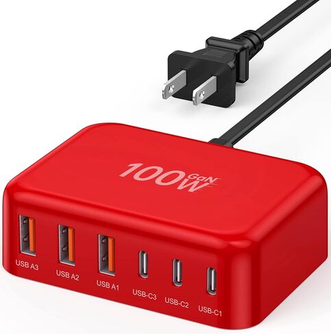 USB Charger Block, 45W 6-Port USB Charging Station for Multiple Devices, 5 USB A and USB A Charger Tower Fast Charging Dock Hub Power Strip for iPhone iPad Tablets Android Smartphones, Home Office Use in Saudi Arabia