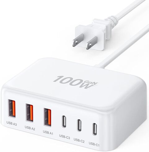 USB Charger Block, 45W 6-Port USB Charging Station for Multiple Devices, 5 USB A and USB A Charger Tower Fast Charging Dock Hub Power Strip for iPhone iPad Tablets Android Smartphones, Home Office Use in Saudi Arabia