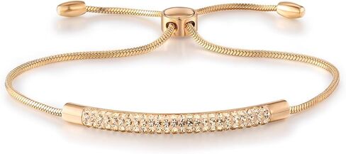 MDFUN 18K Rose Gold Plated Crystals Slider Link Bracelet for Women Adjustable with 4-Row Sparkling Diamond for Wedding Party Prom in Saudi Arabia