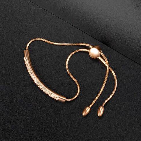 MDFUN 18K Rose Gold Plated Crystals Slider Link Bracelet for Women Adjustable with 4-Row Sparkling Diamond for Wedding Party Prom in Saudi Arabia