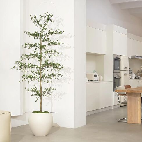 Black Olive Tree 7ft - Faux Black Olive Tree with Natural Trunk and Realistic Leaves - Artificial Shady Lady Tree for Modern Home Office House Living Room Decor in Saudi Arabia