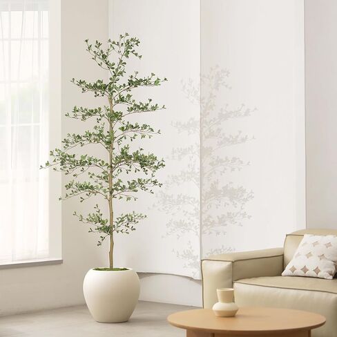 Black Olive Tree 7ft - Faux Black Olive Tree with Natural Trunk and Realistic Leaves - Artificial Shady Lady Tree for Modern Home Office House Living Room Decor in Saudi Arabia