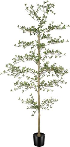 Black Olive Tree 7ft - Faux Black Olive Tree with Natural Trunk and Realistic Leaves - Artificial Shady Lady Tree for Modern Home Office House Living Room Decor in Saudi Arabia