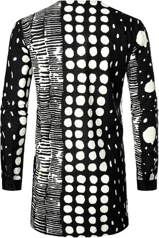 LucMatton Men's African Traditional Pattern Printed Hidden Button Long Sleeve Dashiki Shirt with Pocket in Saudi Arabia