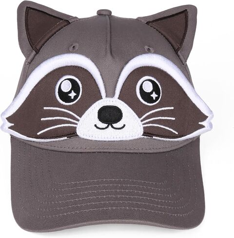 InnoBeta Fun Raccoon Gift Idea for Raccoon Lovers, 3D Baseball Cap with Ears and Embroidered Face – Adjustable One Size Animal Hat for Men & Women Grey in Saudi Arabia
