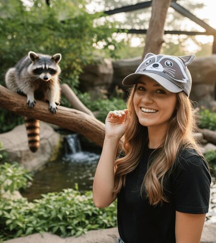 InnoBeta Fun Raccoon Gift Idea for Raccoon Lovers, 3D Baseball Cap with Ears and Embroidered Face – Adjustable One Size Animal Hat for Men & Women Grey in Saudi Arabia