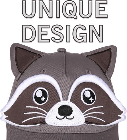 InnoBeta Fun Raccoon Gift Idea for Raccoon Lovers, 3D Baseball Cap with Ears and Embroidered Face – Adjustable One Size Animal Hat for Men & Women Grey in Saudi Arabia