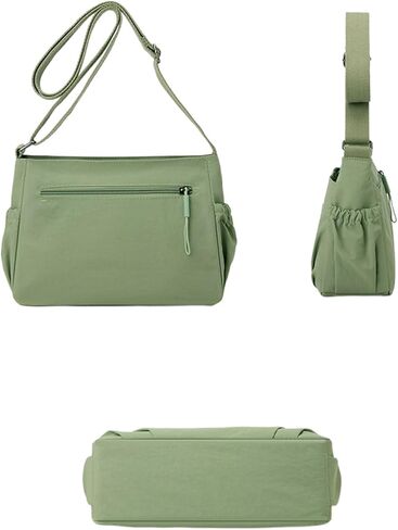 Multi-Compartment Crossbody Shoulder Bag for Women Casual Nylon Messenger Purse with Adjustable Strap, 10.6 x 7 x 3.5 In in Saudi Arabia