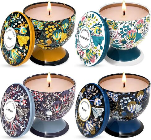 Home Aromatherapy Candle Set, Women's Aromatherapy Candle Birthday Gift Set, 4 Pack 4 oz 120 Hour Long Lasting Soy Candle Gift in Saudi Arabia