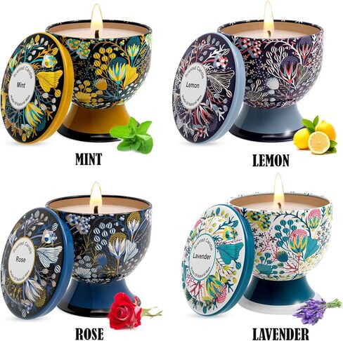 Home Aromatherapy Candle Set, Women's Aromatherapy Candle Birthday Gift Set, 4 Pack 4 oz 120 Hour Long Lasting Soy Candle Gift in Saudi Arabia