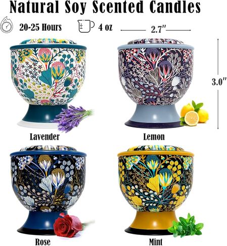 Home Aromatherapy Candle Set, Women's Aromatherapy Candle Birthday Gift Set, 4 Pack 4 oz 120 Hour Long Lasting Soy Candle Gift in Saudi Arabia