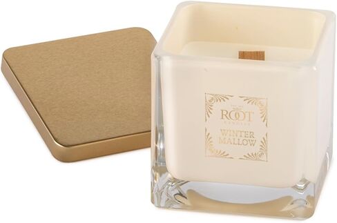 Root Candles Holiday Scented Candles Honeycomb Beeswax Blend Premium Handcrafted Candle with Wood Wick, 6-Ounce Square, Winter Mallow in Saudi Arabia