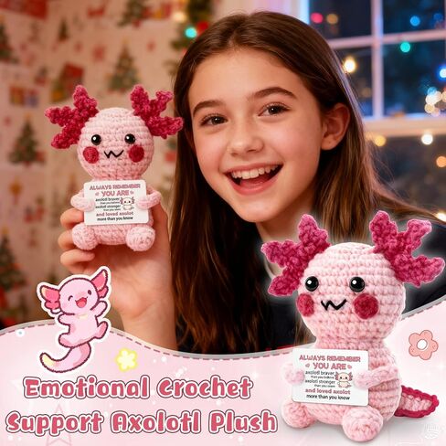حيوانات الكروشيه الإيجابية Axolotl Axolotls عيد الحب العاطفي ابتهج دعم Axolotl Valentine للفئة هدايا ملهمة تحفيزية لابنة الابن من النساء والرجال ديكور المنزل لطيف in Kuwait