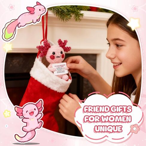 حيوانات الكروشيه الإيجابية Axolotl Axolotls عيد الحب العاطفي ابتهج دعم Axolotl Valentine للفئة هدايا ملهمة تحفيزية لابنة الابن من النساء والرجال ديكور المنزل لطيف in Kuwait