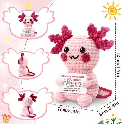 حيوانات الكروشيه الإيجابية Axolotl Axolotls عيد الحب العاطفي ابتهج دعم Axolotl Valentine للفئة هدايا ملهمة تحفيزية لابنة الابن من النساء والرجال ديكور المنزل لطيف in Kuwait