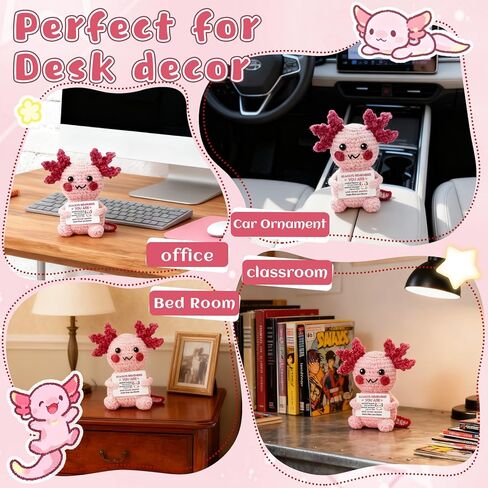 حيوانات الكروشيه الإيجابية Axolotl Axolotls عيد الحب العاطفي ابتهج دعم Axolotl Valentine للفئة هدايا ملهمة تحفيزية لابنة الابن من النساء والرجال ديكور المنزل لطيف in Kuwait