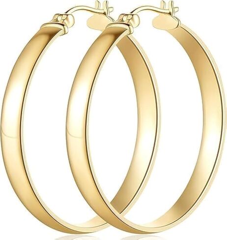 Hoop Earrings 14K Gold Hoop Earring for Women Big Hoops Earrings Gold Jewelry Timeless Feminine Elegance Hypoallergenic Earring 35mm in Saudi Arabia