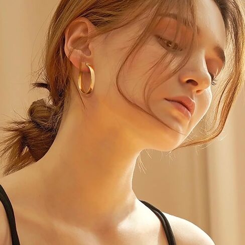 Hoop Earrings 14K Gold Hoop Earring for Women Big Hoops Earrings Gold Jewelry Timeless Feminine Elegance Hypoallergenic Earring 35mm in Saudi Arabia
