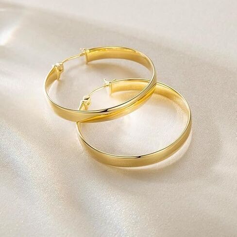 Hoop Earrings 14K Gold Hoop Earring for Women Big Hoops Earrings Gold Jewelry Timeless Feminine Elegance Hypoallergenic Earring 35mm in Saudi Arabia