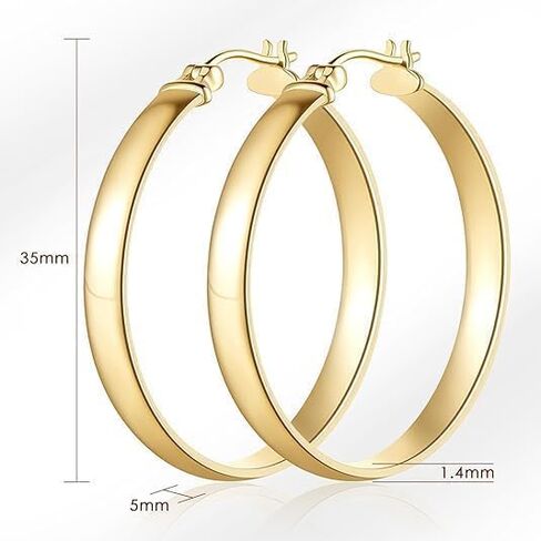 Hoop Earrings 14K Gold Hoop Earring for Women Big Hoops Earrings Gold Jewelry Timeless Feminine Elegance Hypoallergenic Earring 35mm in Saudi Arabia
