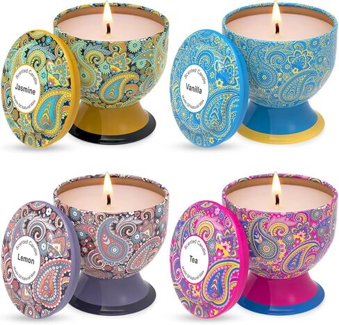 Home Aromatherapy Candle Set, Women's Aromatherapy Candle Birthday Gift Set, 4 Pack 4 oz 120 Hour Long Lasting Soy Candle Gift in Saudi Arabia