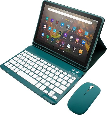 Keyboard Case for Amazon Kindle Fire HD 10&10 Plus (2021&2023) 10.1 inch, Detachable Bluetooth Keyboard with Mouse in Kuwait
