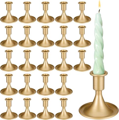 SHENLIU 24 Pcs Gold Taper Candle Holders Set, Vintage Metal Candlestick Holders for Dining Room Table Centerpiece or Mantel Wedding Party Decor Christmas in Saudi Arabia