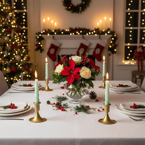 SHENLIU 24 Pcs Gold Taper Candle Holders Set, Vintage Metal Candlestick Holders for Dining Room Table Centerpiece or Mantel Wedding Party Decor Christmas in Saudi Arabia