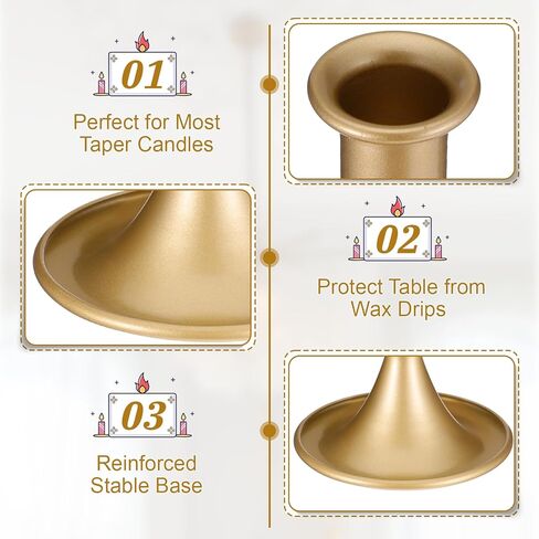 SHENLIU 24 Pcs Gold Taper Candle Holders Set, Vintage Metal Candlestick Holders for Dining Room Table Centerpiece or Mantel Wedding Party Decor Christmas in Saudi Arabia
