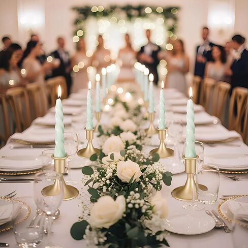 SHENLIU 24 Pcs Gold Taper Candle Holders Set, Vintage Metal Candlestick Holders for Dining Room Table Centerpiece or Mantel Wedding Party Decor Christmas in Saudi Arabia