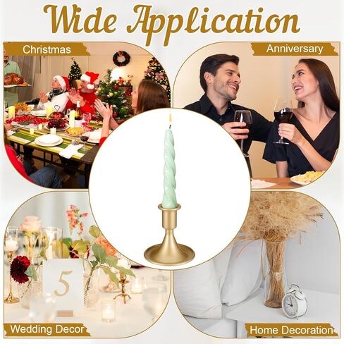 SHENLIU 24 Pcs Gold Taper Candle Holders Set, Vintage Metal Candlestick Holders for Dining Room Table Centerpiece or Mantel Wedding Party Decor Christmas in Saudi Arabia