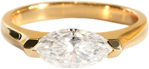 1CT Marquise Cut Moissanite Engagement Ring - 14K White Gold Plated 925 Silver for Women, Vintage Solitaire Style with Luxury Gift Box, Sparkling Proposal Jewelry​ in Saudi Arabia