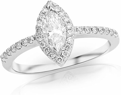 IGI Certified 3/4 Carat Marquise Halo Diamond Engagement Ring (F-G Color, SI1-SI2 Clarity) in Saudi Arabia