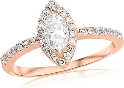 IGI Certified 3/4 Carat Marquise Halo Diamond Engagement Ring (F-G Color, SI1-SI2 Clarity) in Saudi Arabia