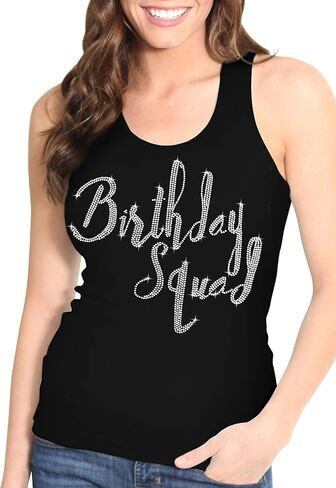 Its My Birthday Shirt - Real Crystal Rhinestone Tank for Women - Birthday Party Squad, Crew Shirts in Saudi Arabia