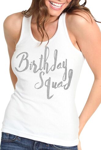 Its My Birthday Shirt - Real Crystal Rhinestone Tank for Women - Birthday Party Squad, Crew Shirts in Saudi Arabia