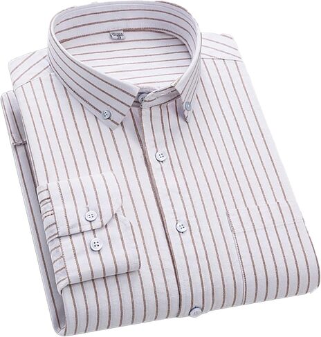Cromoncent Mens Long Sleeve Oxford Button Down Shirts Casual Dress Shirt for Men,100% Cotton,Plaid/Stripes Shirts in Saudi Arabia