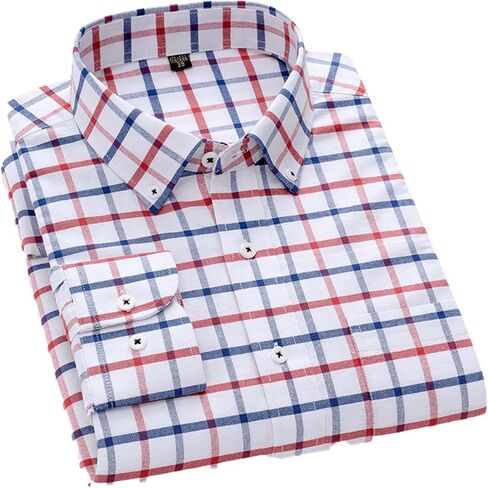Cromoncent Mens Long Sleeve Oxford Button Down Shirts Casual Dress Shirt for Men,100% Cotton,Plaid/Stripes Shirts in Saudi Arabia