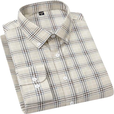 Cromoncent Mens Long Sleeve Oxford Button Down Shirts Casual Dress Shirt for Men,100% Cotton,Plaid/Stripes Shirts in Saudi Arabia