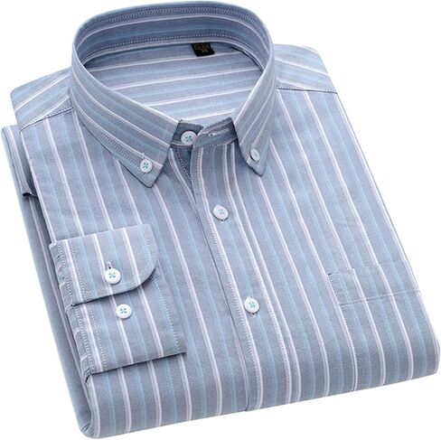 Cromoncent Mens Long Sleeve Oxford Button Down Shirts Casual Dress Shirt for Men,100% Cotton,Plaid/Stripes Shirts in Saudi Arabia