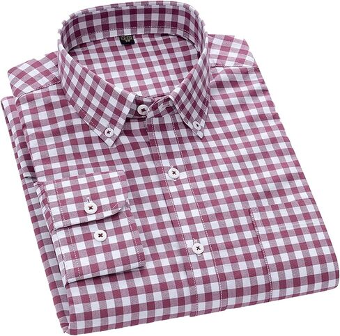Cromoncent Mens Long Sleeve Oxford Button Down Shirts Casual Dress Shirt for Men,100% Cotton,Plaid/Stripes Shirts in Saudi Arabia