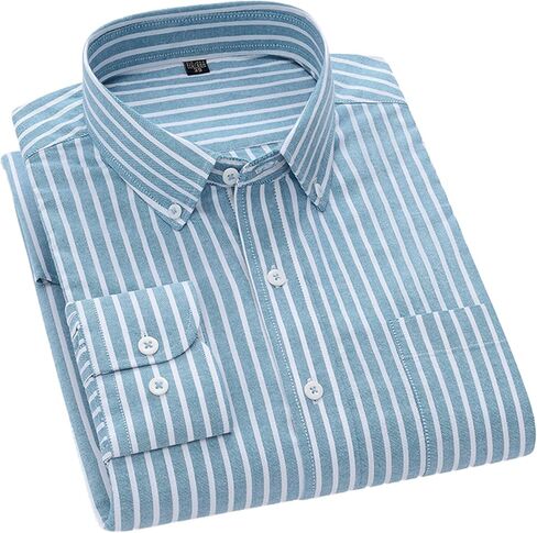 Cromoncent Mens Long Sleeve Oxford Button Down Shirts Casual Dress Shirt for Men,100% Cotton,Plaid/Stripes Shirts in Saudi Arabia