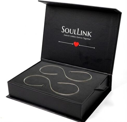مجموعة أساور دائمة من SOULLINK للأزواج - مجوهرات لا نهاية لها من الفولاذ المقاوم للصدأ مع مشبك قفل آمن - نشاط ليلي رومانسي، ذكرى سنوية وهدية عيد الحب له ولها in Kuwait