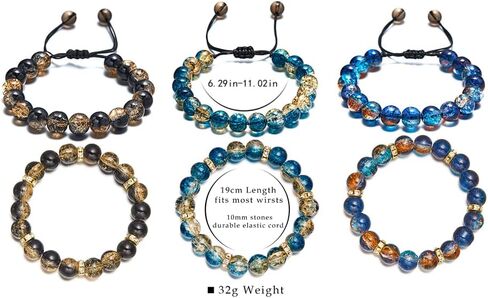 Beaded Stretch Bracelets for Women Men Healing Crystal Stone Bracelet Bead Adjustable Unisex Gemstones Bracelets 10MM Weave Jewelry Gifts in Saudi Arabia