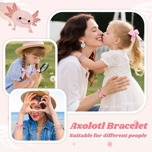5Pcs Axolotl Bracelet Set Cute poly clay Bracelets accessories The Dream Gift for Axolotl Lovers Pink and white color scheme Birthday, Christmas, and Holiday Gifts Jewelry Accessorie in Saudi Arabia