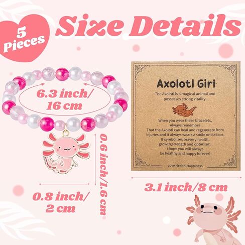 5Pcs Axolotl Bracelet Set Cute poly clay Bracelets accessories The Dream Gift for Axolotl Lovers Pink and white color scheme Birthday, Christmas, and Holiday Gifts Jewelry Accessorie in Saudi Arabia