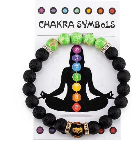 7 Chakras Bracelets for Women Men Chakra Resin Yoga Beaded Bracelet Religion Healing Crystals Lava Rock Natural Stone Beads Calming Anxiety Stretch Stress Relief Reiki Bracelet Jewelry Gifts in Saudi Arabia
