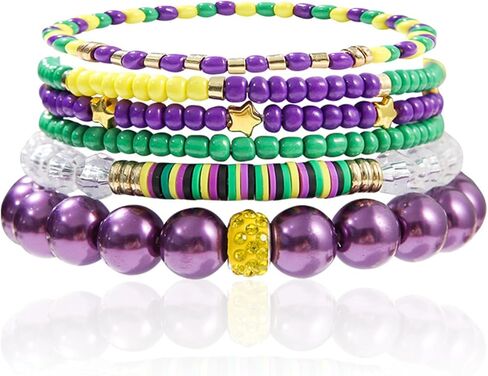 dreuyet ماردي غرا أساور للنساء سحر الأرجواني الأخضر الذهب مطرز أساور تمتد أزياء بسيطة فلور دي ليز أساور كرنفال عطلة الإكسسوارات هدايا الحفلات in Saudi Arabia