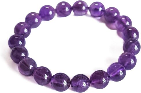 Silan's Natural Amethyst Bracelet with Lucky Card, Purple Crystal Stretch Gift for Women, Elastic Adjustable Healing Stone Jewelry in Saudi Arabia