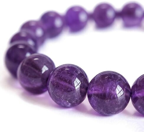 Silan's Natural Amethyst Bracelet with Lucky Card, Purple Crystal Stretch Gift for Women, Elastic Adjustable Healing Stone Jewelry in Saudi Arabia